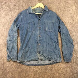 APC Denim Shirt S Mens Long Sleeve Button Up Medium Wash 100 Cotton Pockets Blue